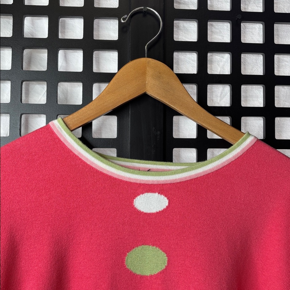 🩷 Hampshire Studio 3X Pink Polka Dot Crew Neck Sweater Pullover 🩷 - Picture 8 of 16